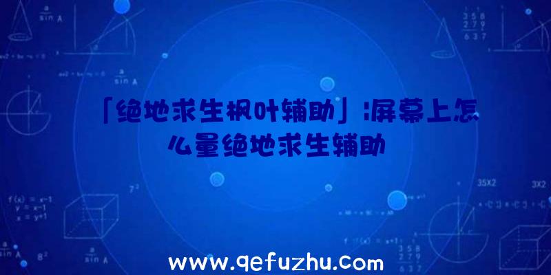 「绝地求生枫叶辅助」|屏幕上怎么量绝地求生辅助